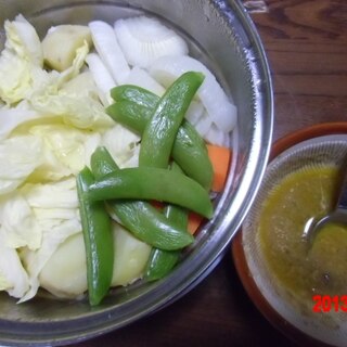 春の蒸し野菜とアンチョビソース